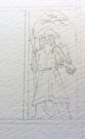 Pencil sketch of Odin